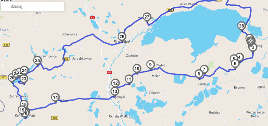 Mapa / Chybie - Kończyce - Zebrzydowice - Strumień - Pszczyna